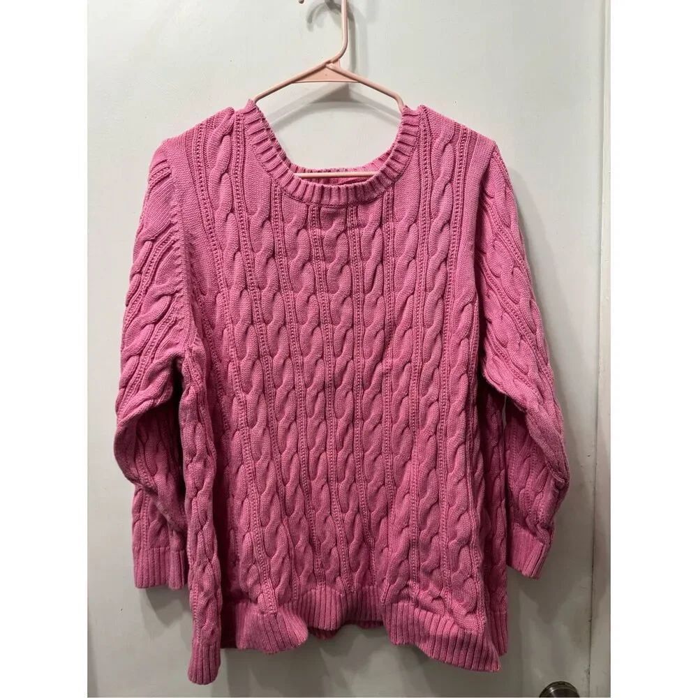 Lands End Women’s 3XL Pink Knit Sweater